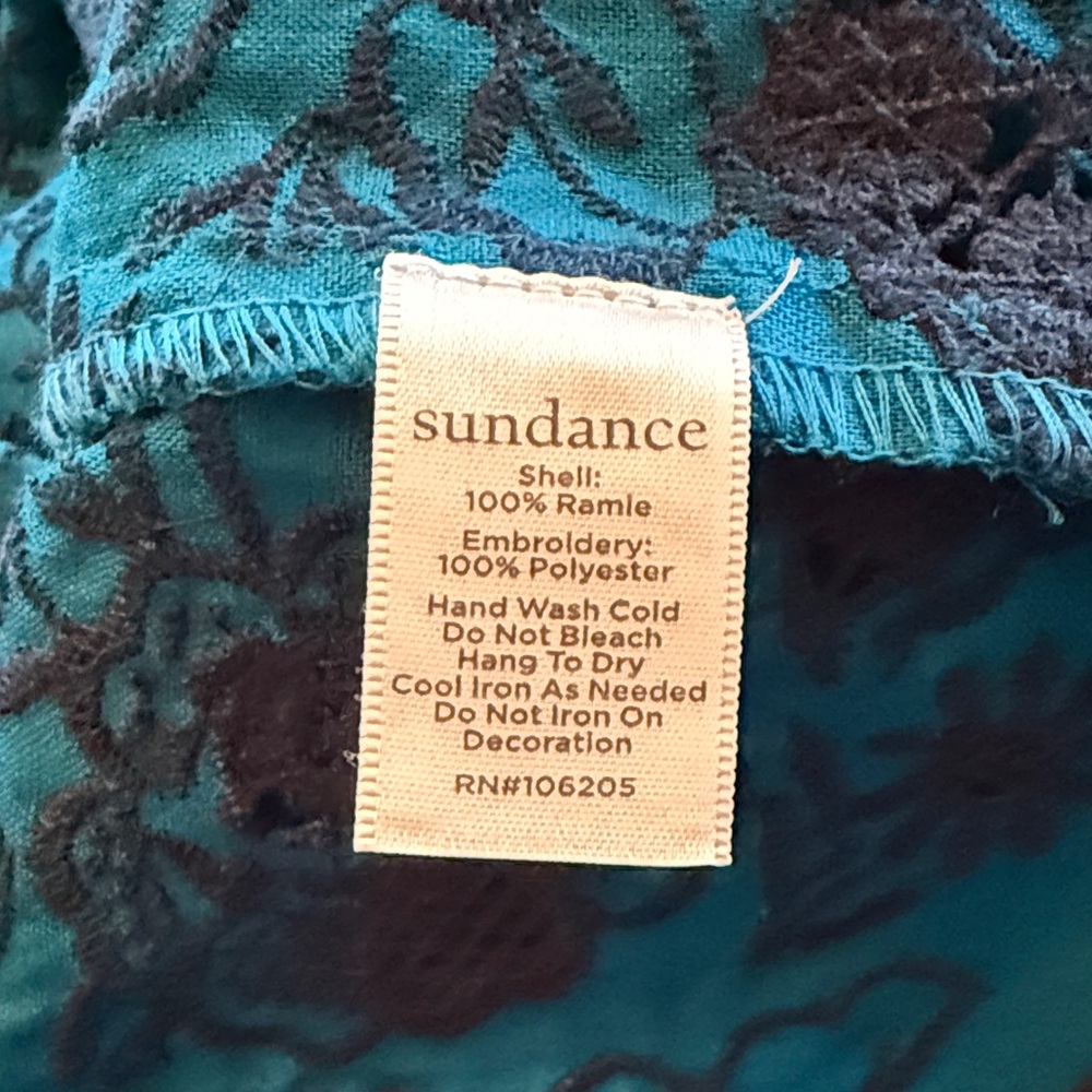 Sundance Teal & Black Floral Button-Front Blouse - Picture 11 of 11